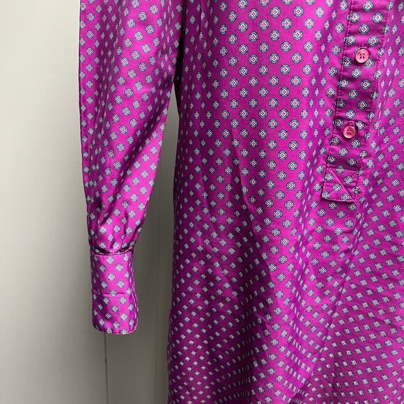 Vintage 70's purple and teal geometric shirt dress. Button Down Collared. Size L - Picture 5 of 14